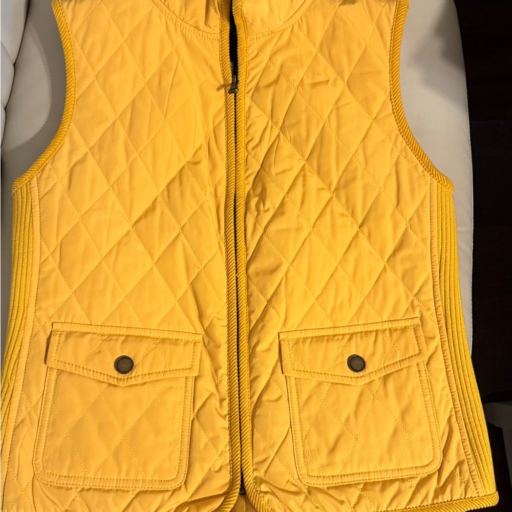 Yellow Quilted Vest with Pockets